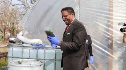 Harvested water with President Pines