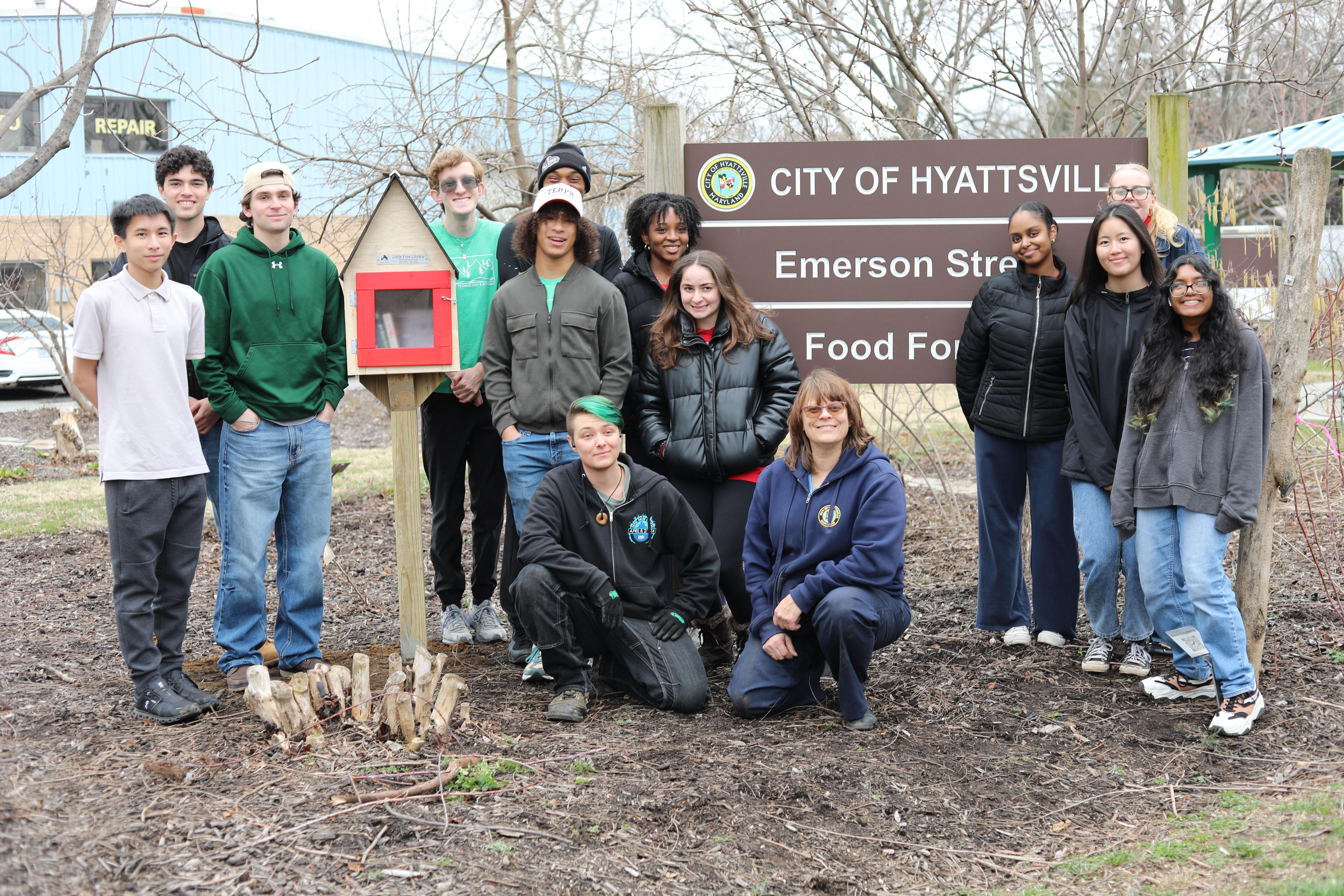 College Park Scholars with the new little free library